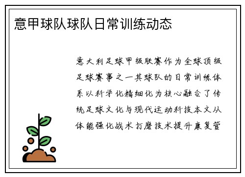 意甲球队球队日常训练动态